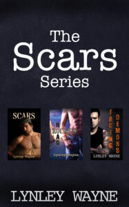 Cover with the three book covers from the Scars Series
